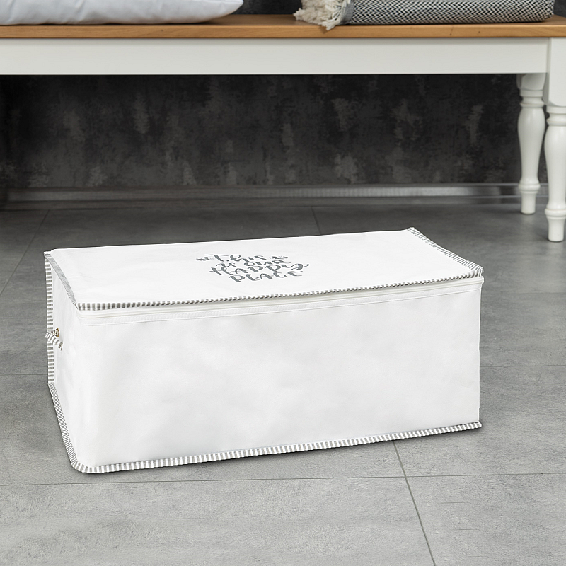 Cutie Depozitare cu fermoar,65 x 45 x 24 cm, Alb - Studiocasa.ro