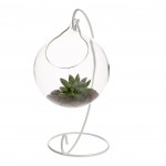 Glob din Sticlă borosilicata EMOTION pentru Flori, Decoratiuni, 12cm x 12cm, cu suport metalic, Delcaffe
