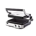 Gratar electric 1918 Metal, 2 Suprafete De Gatire, Termostat, Placi Antiaderente, Deschidere La 180°, Inox, Timer, Ariete - Studiocasa.ro