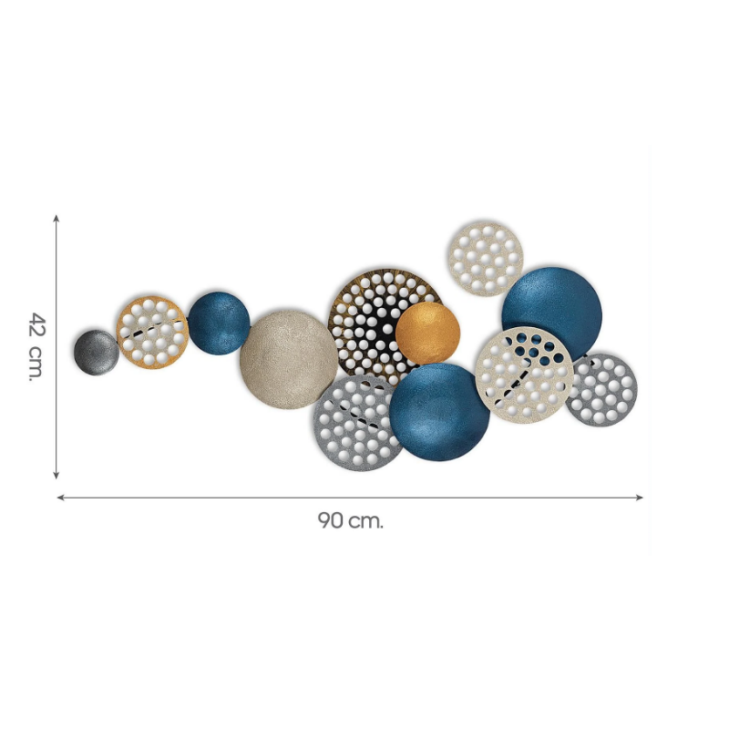 Panou metalic decorativ perete 3D, Deco Art Studio Casa, 90 x 42 cm, Albastru - Studiocasa.ro