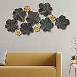 Panou metalic decorativ perete 3D, Deco Art Studio Casa, 120 x 61 cm,  Bougainvillea, Negru - Studiocasa.ro