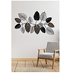 Panou metalic decorativ perete 3D, Deco Art Studio Casa, 120 x 61 cm, Frunze , Argintiu / Negru - Studiocasa.ro