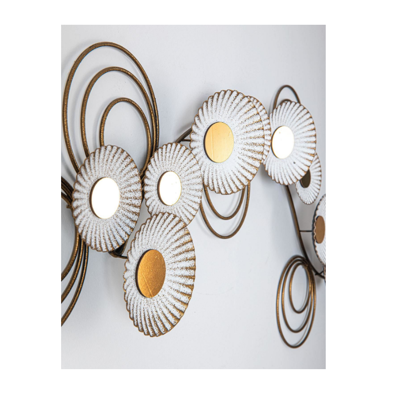 Panou metalic decorativ perete 3D, Deco Art Studio Casa, 101 x 41 cm, Inele metalice, Argintiu - Studiocasa.ro