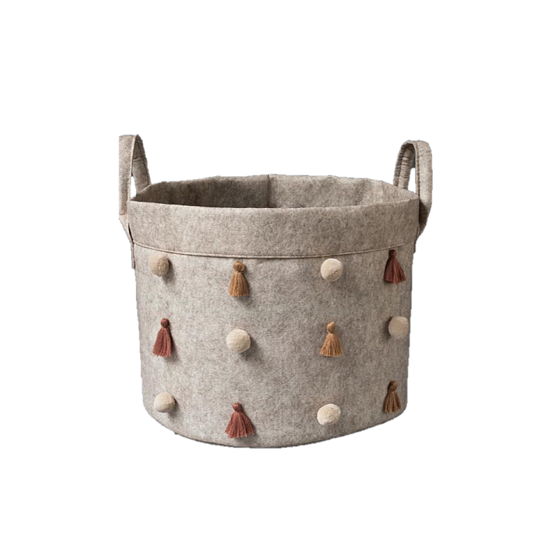 Cos Rotund pentru depozitare Mini, 16 x 19 cm, Manere, Maro - Studiocasa.ro