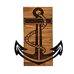 Decoratiune de perete Deco Art  Studio Casa, Lemn si metal, Design Ancora, 47 x 58 x 3 cm, Maro nuc/Negru - Studiocasa.ro