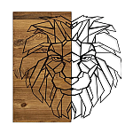 Decoratiune de perete Deco Art  Studio Casa, Lemn si metal, Design Lion,  47,5 x 58 x 3 cm, Maro nuc/Negru - Studiocasa.ro