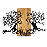 Decoratiune de perete Deco Art Studio Casa, Lemn si metal, Design Pasiune,92 x 58 x 3 cm, Maro nuc/Negru - Studiocasa.ro