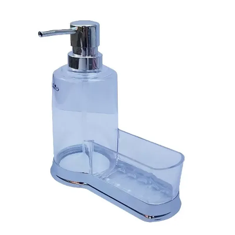 Dozator sapun cu loc special pentru burete, argintiu ,500ml - Studiocasa.ro