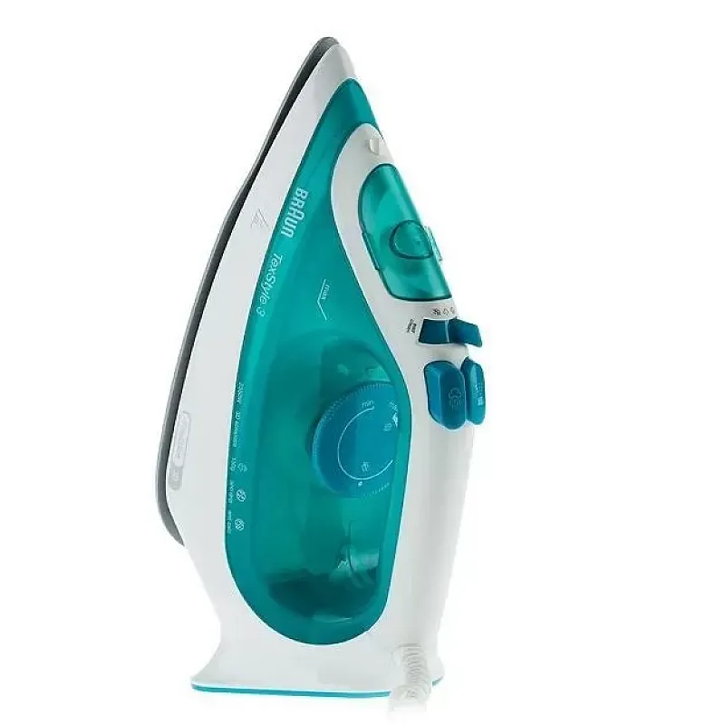 Fier de calcat Braun TexStyle 3 SI3041GR, 2350 W, abur variabil 45g/min, jet de abur 150g/min, rezervor 270 ml, tehnologie FreeGlide 3D, talpa Super Ceramic, Alb/Verde - Studiocasa.ro