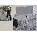 Lenjerie pat dublu Ginkgo Studio Casa, Polycotton, Cearceaf pilota 180 x 200 cm, Cearceaf pat 200 x 220 cm, 2 fete de perna 50 x 70 cm, Gri / Negru - Studiocasa.ro