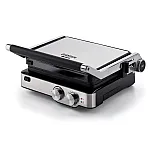 Gratar electric 1918 Metal, 2 Suprafete De Gatire, Termostat, Placi Antiaderente, Deschidere La 180°, Inox, Timer, Ariete - Studiocasa.ro