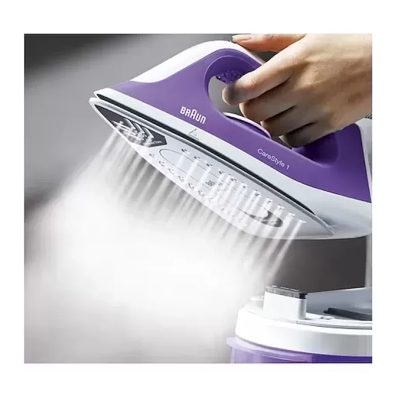Statie de calcat Braun Carestyle 1 IS1014PU,6 bari, abur variabil 120g/min, jet de abur 360g/min, rezervor 1.5L, talpa Super Ceramic, Alb/Violet - Studiocasa.ro