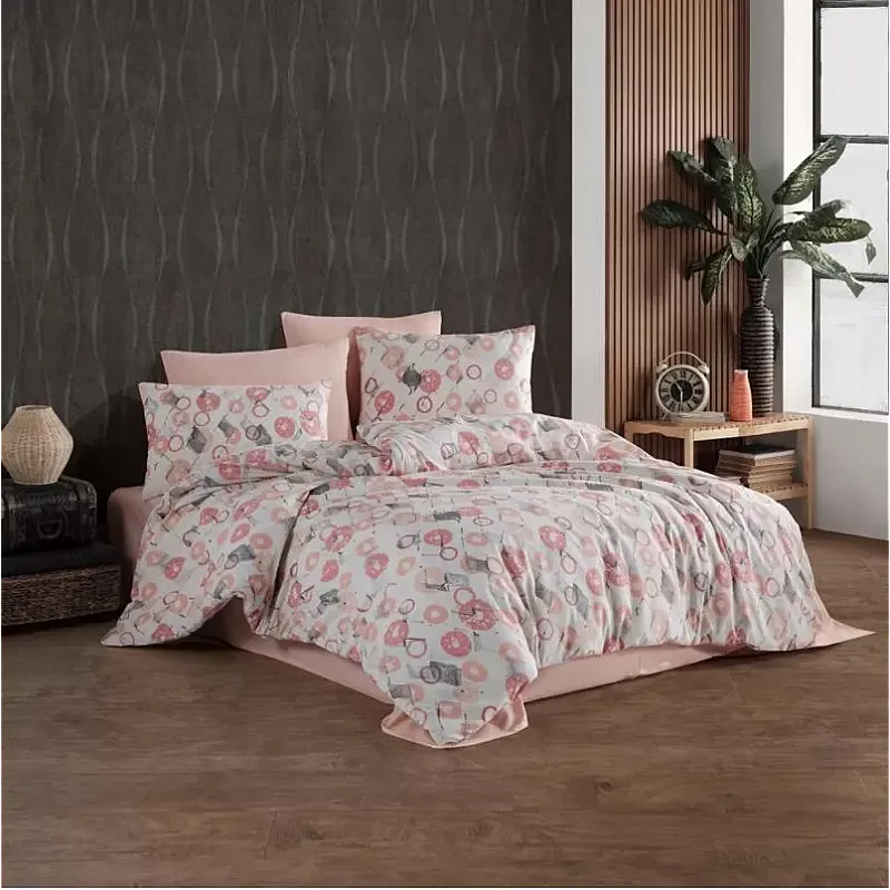 Lenjerie pat dublu Bubble Rose Studio Casa, Polycotton, Cearceaf pilota 180 x 200 cm, Cearceaf pat 200 x 220 cm, 2 fete de perna 50 x 70 cm, Multicolor - Studiocasa.ro