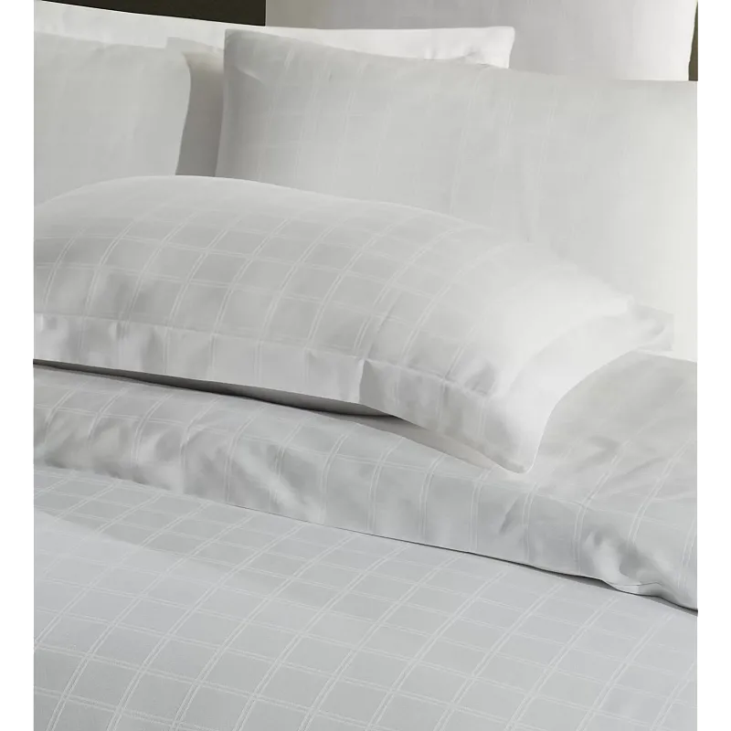 Lenjerie pat dublu Satin White Studio Casa, 100% Bumbac Satinat, Cearceaf pilota 200 x 220 cm, Cearceaf pat 240 x 260 cm, 4 fete de perna  50 x 70 cm, 70 x 70 cm, Uni - Studiocasa.ro