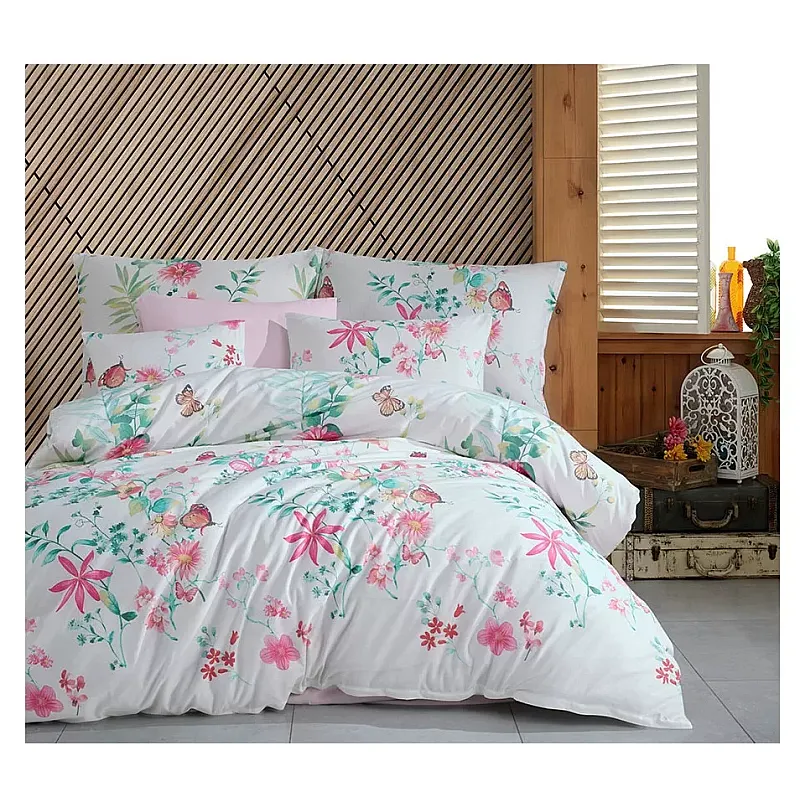 Lenjerie pat dublu Vitalis Studio Casa, 100% Bumbac ranforce, Cearceaf pilota 200 x 200 cm, Cearceaf pat 220 x 240 cm, 2 fete de perna 50 x 70 cm, Multicolor - Studiocasa.ro