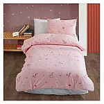 Lenjerie pat single Unicorn Studio Casa, 100% Bumbac ranforce, Cearceaf pilota 160 x 220 cm, Cearceaf pat 150 x 220 cm, 1 fata de perna 50 x 70 cm, Roz - Studiocasa.ro