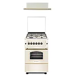 Pachet Aragaz rustic 4 arzatoare gaz, Cuptor gaz, 50x55cm, Studio Casa Verona Retro,  Aprindere electrica, Gril electric, Crem, Hota incorporabila telescopica, 60 cm, Studio Casa Lean Retro - Studiocasa.ro