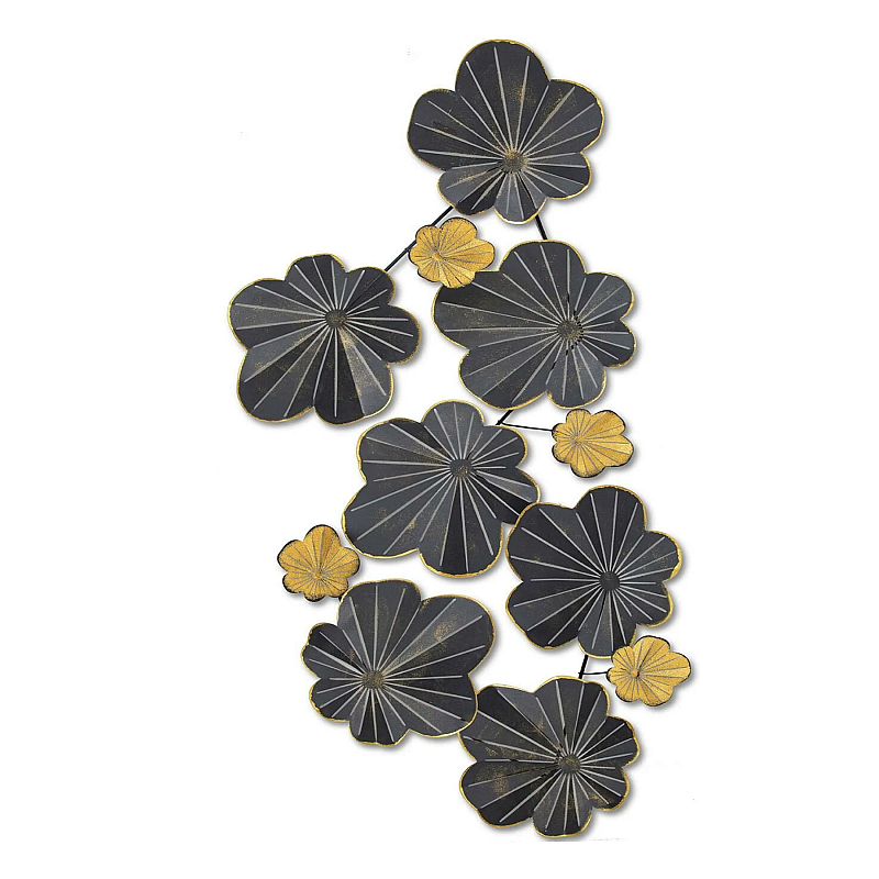 Panou metalic decorativ perete 3D, Deco Art Studio Casa, 120 x 61 cm,  Bougainvillea, Negru - Studiocasa.ro