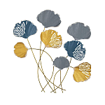 Panou metalic decorativ perete 3D, Deco Art Studio Casa, 76 x 70 cm, Flori pline de culoare, Galben / Bleu - Studiocasa.ro