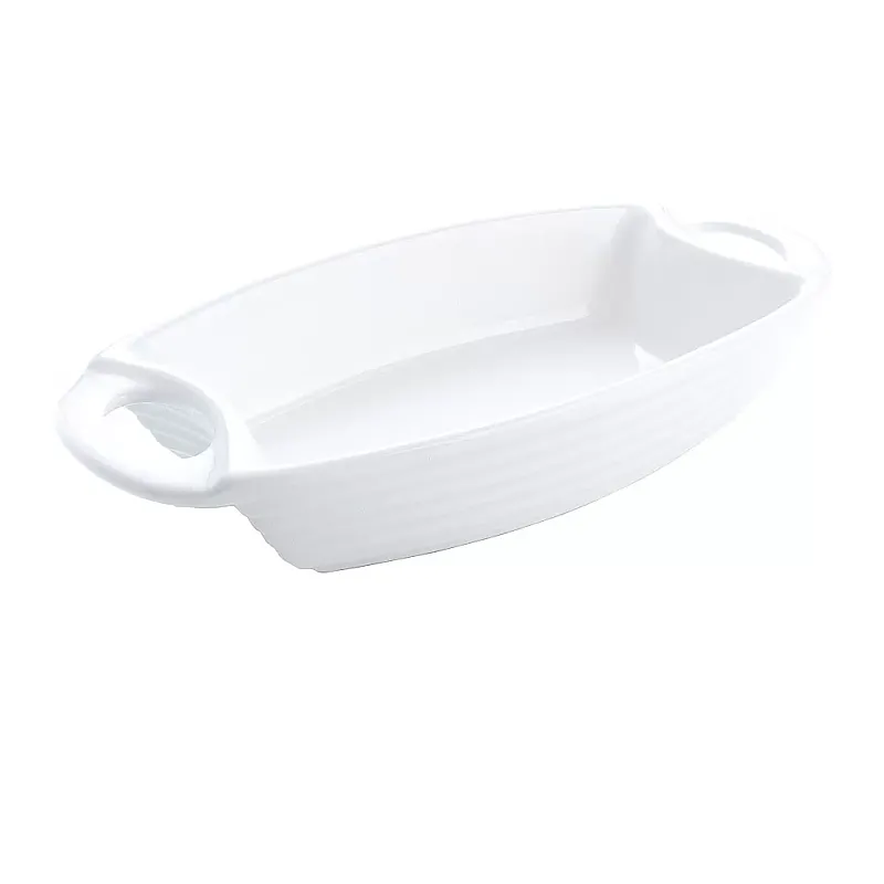 Platou cu Manere, 34 cm, ceramica termorezistenta pentru cuptor, Alb - Studiocasa.ro