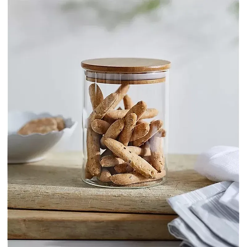 Recipient de sticlă borosilicata FLAVOUR pentru alimente, cu capac bambus, 380 ml, Studio Casa - Studiocasa.ro