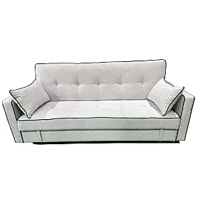 Canapea extensibila 3 locuri PRACTIC, lada de depozitare, Click-Clack, SET B, 205 x 89 x 89 cm, stofa Light Grey cu bordura gri inchis, Smart Living Studio Casa