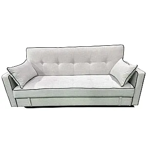 Resigilat Canapea extensibila 3 locuri PRACTIC, lada de depozitare, Click-Clack, SET B, 205 x 89 x 89 cm, stofa Light Grey cu bordura gri inchis, Smart Living Studio Casa