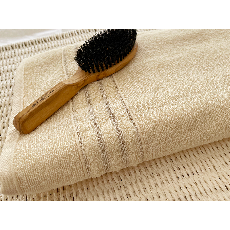 Set 3 prosoape de baie 30x50 + 50x90 + 70x140 cm, Studio Casa Shadow, 400 gsm, Crem - Studiocasa.ro