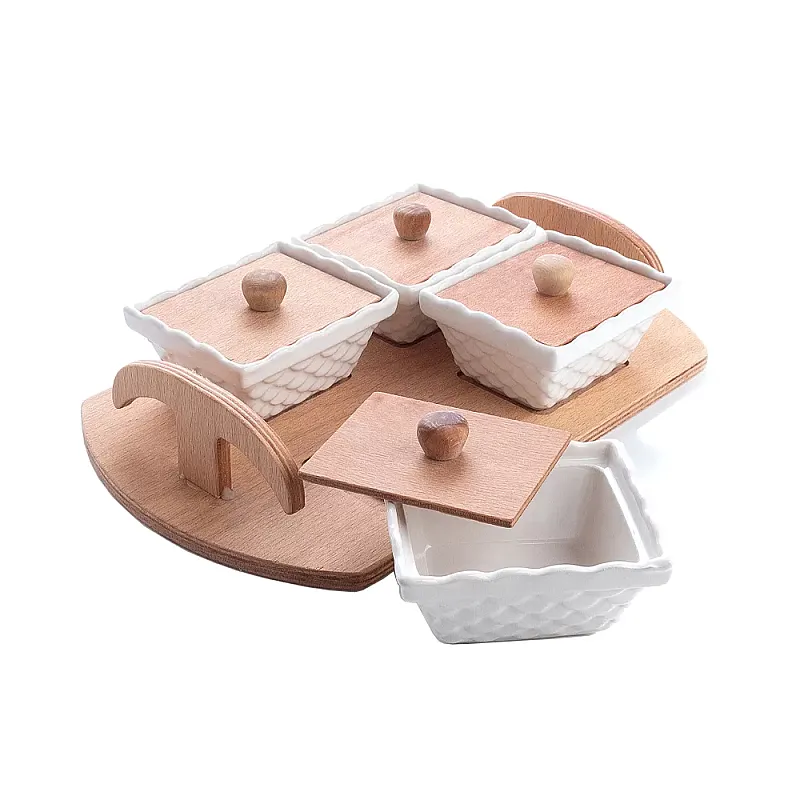 Set servire mic dejun - 4 vase, 10 cm x 8 cm, Ceramica, Alb - Studiocasa.ro