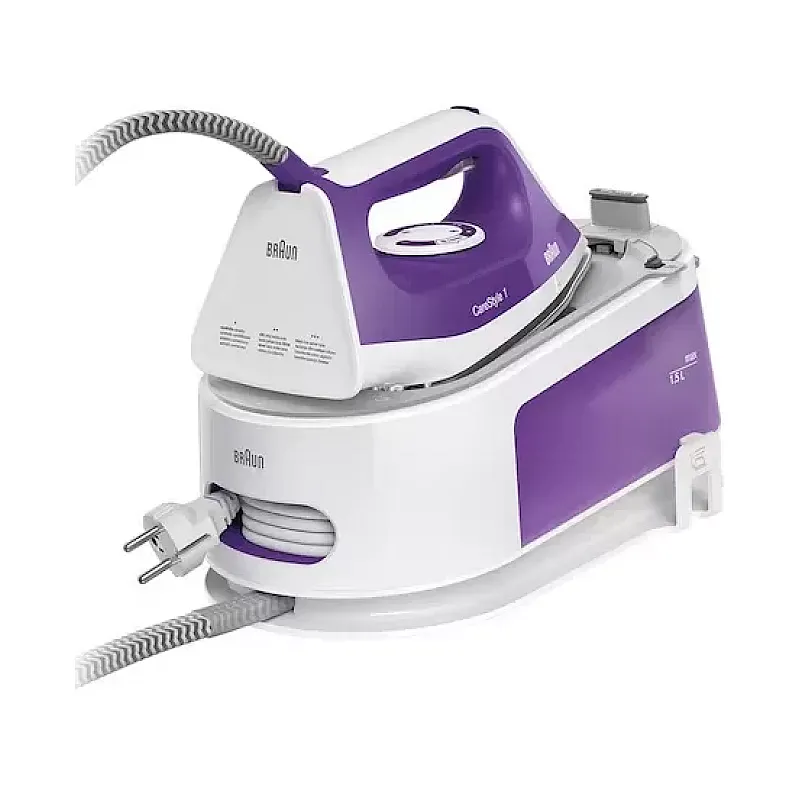 Statie de calcat Braun Carestyle 1 IS1014PU,6 bari, abur variabil 120g/min, jet de abur 360g/min, rezervor 1.5L, talpa Super Ceramic, Alb/Violet - Studiocasa.ro