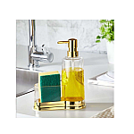 Dozator sapun cu loc special pentru burete, auriu ,500ml - Studiocasa.ro