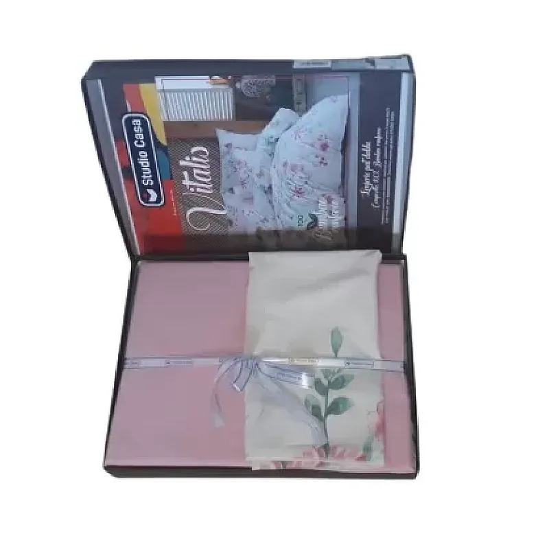 Lenjerie pat dublu Vitalis Studio Casa, 100% Bumbac ranforce, Cearceaf pilota 200 x 200 cm, Cearceaf pat 220 x 240 cm, 2 fete de perna 50 x 70 cm, Multicolor - Studiocasa.ro