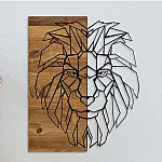 Decoratiune de perete Deco Art  Studio Casa, Lemn si metal, Design Lion,  47,5 x 58 x 3 cm, Maro nuc/Negru - Studiocasa.ro