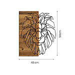Decoratiune de perete Deco Art  Studio Casa, Lemn si metal, Design Lion,  47,5 x 58 x 3 cm, Maro nuc/Negru - Studiocasa.ro