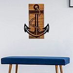 Decoratiune de perete Deco Art  Studio Casa, Lemn si metal, Design Ancora, 47 x 58 x 3 cm, Maro nuc/Negru - Studiocasa.ro