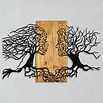 Decoratiune de perete Deco Art Studio Casa, Lemn si metal, Design Pasiune,92 x 58 x 3 cm, Maro nuc/Negru - Studiocasa.ro