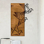 Decoratiune de perete Deco Art Studio Casa, Lemn si metal, Design Pasari,47 x 58 x 3 cm, Maro nuc/Negru - Studiocasa.ro