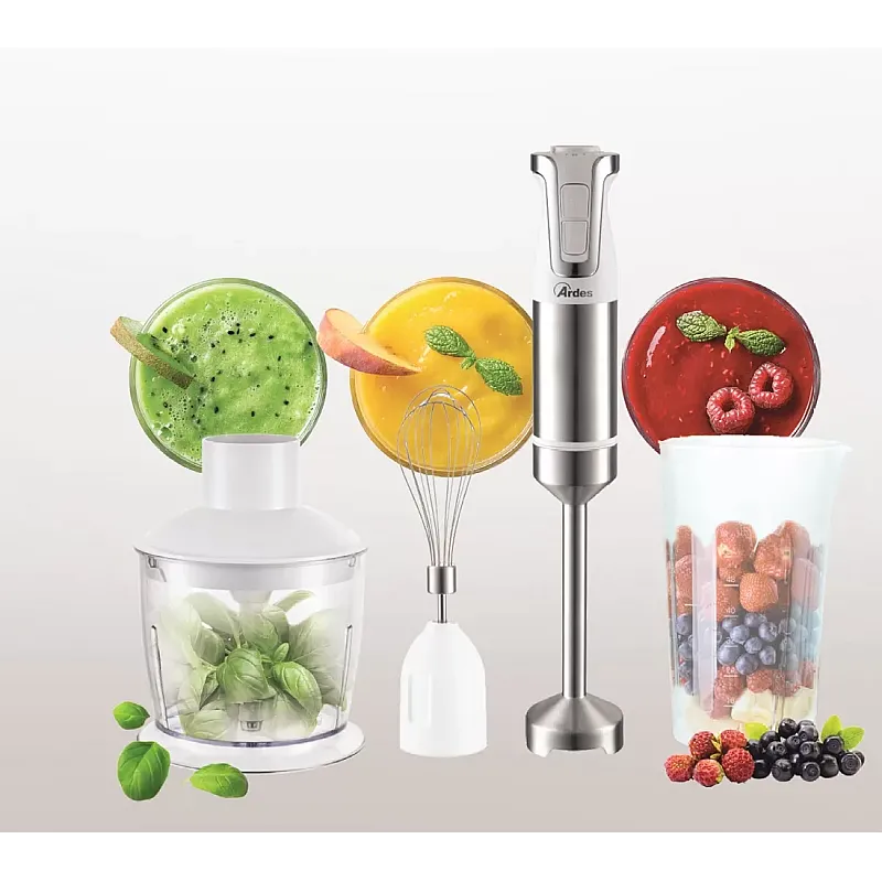 Blender, chopper si mixer 3 in 1 din otel inoxidabil cu vas gradat de 700 ml, Ardes Trinity, 1000w - Studiocasa.ro