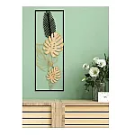 Panou metalic decorativ perete 3D, Deco Art Studio Casa, 90 x 32 cm, Frunze, Auriu / Negru - Studiocasa.ro
