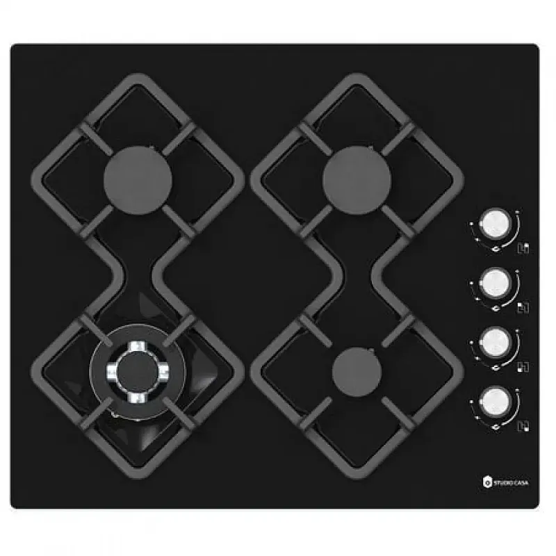 Pachet incorporabil  Ambra Duet Studio Casa, Cuptor electric multifunctional si plita sticla gaz, 8 functii, Ventilator, Timer digital, 80 l, Sticla neagra - Studiocasa.ro