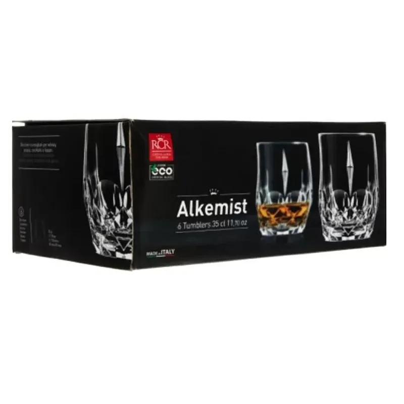 Set 6 pahare whisky Alkemist, RCR Crystal, Ideale pentru whisky, lichior si cocktail-uri, 35 cl - Studiocasa.ro