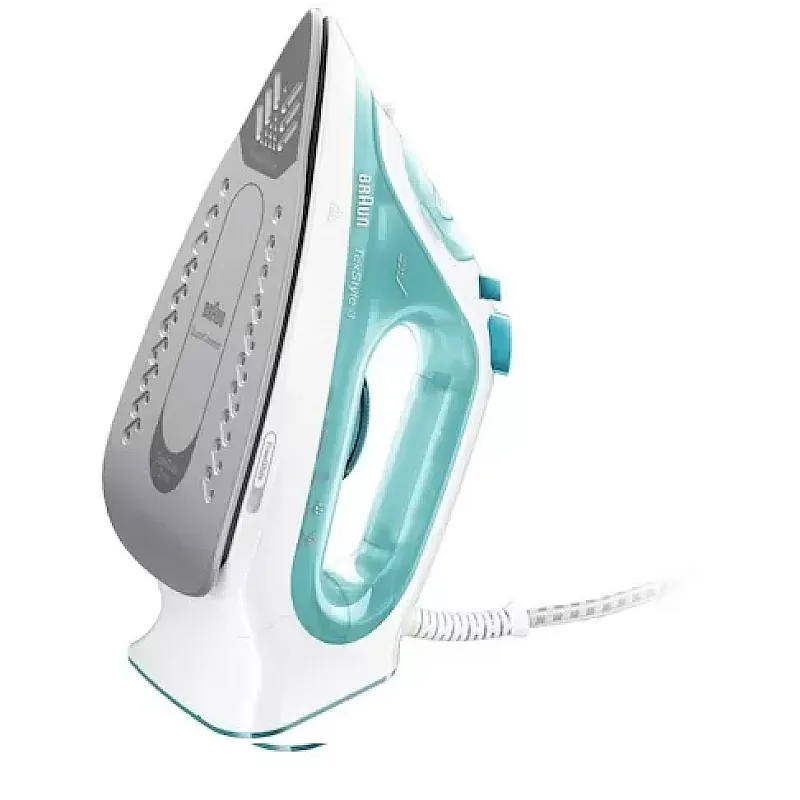 Fier de calcat Braun TexStyle 3 SI3041GR, 2350 W, abur variabil 45g/min, jet de abur 150g/min, rezervor 270 ml, tehnologie FreeGlide 3D, talpa Super Ceramic, Alb/Verde - Studiocasa.ro
