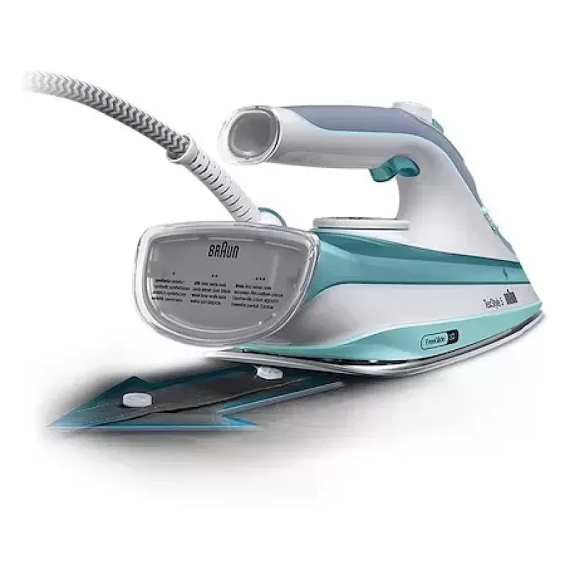 Fier de calcat Braun TexStyle 5 SI5017GR, 2700 W, abur variabil 50g/min, jet de abur 190g/min, rezervor 270 ml, tehnologie FreeGlide 3D, talpa Super Ceramic, Alb/Verde - Studiocasa.ro