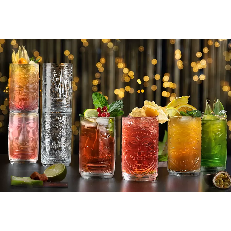 Set 4 pahare pentru sucuri si cocktail-uri Tiki Sardinia RCR Crystal, 46 cl, Stivuibile - Studiocasa.ro
