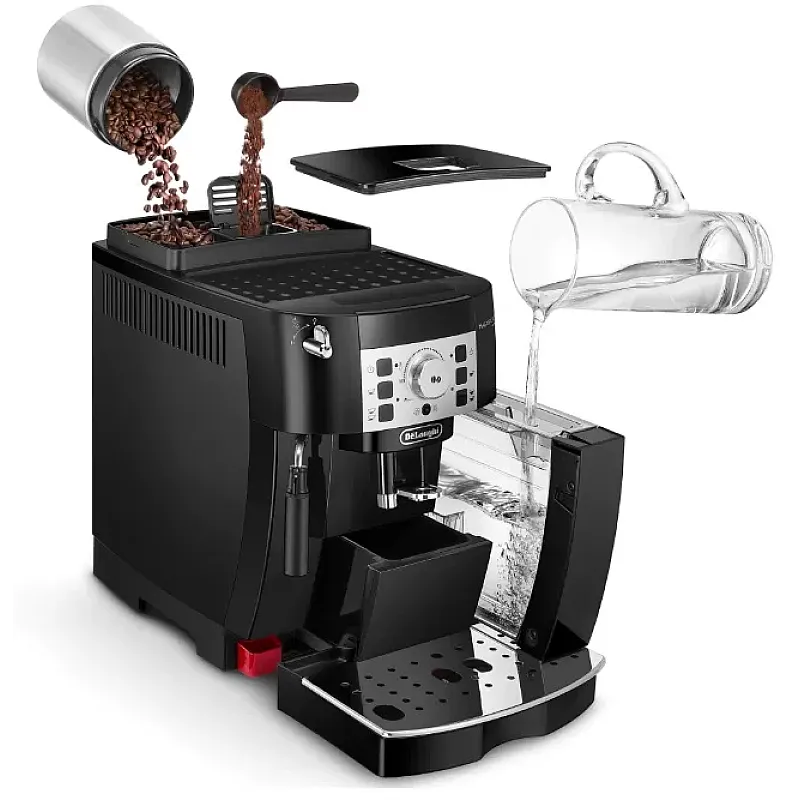 Espressor automat DeLonghi Magnifica S ECAM 22.112.B, sistem manual de spumare, rasnita cu 13 setari, 1450 W, 15 bari, 1.8 l, Negru - Studiocasa.ro