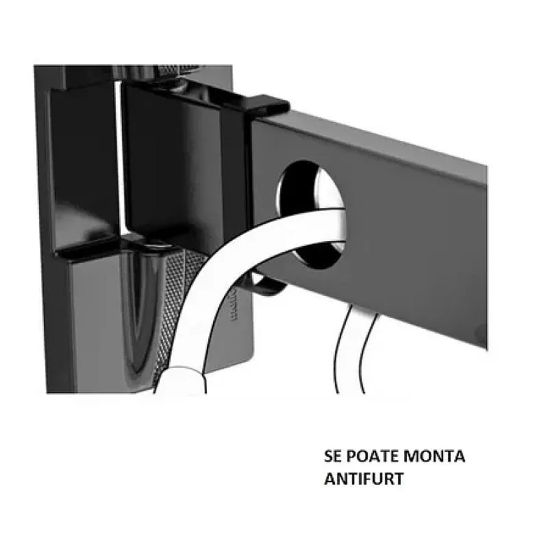 Suport universal de perete pentru biciclete, Cu brat, 489001 Meliconi, Pliabil, Sarcina maxima 30 kg, Metalic, Negru - Studiocasa.ro