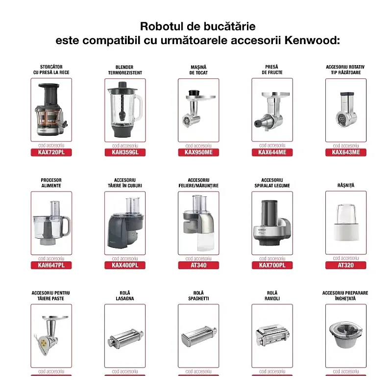 Robot de bucatarie KENWOOD Titanium Chef Patissier XL KWL90.164SI, 1400W, 7l, 13 trepte viteza, Argintiu - Studiocasa.ro