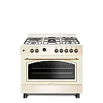 Aragaz Studio Casa, FE90/60 El Avena Rustic, 90 cm, Cuptor electric, 4 arzatoare gaz, din care unul Wok + 1 ochi electric, Rotisor, Grill, electric, Gratare fonta - Studiocasa.ro