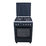 Resigilat Aragaz Studio Casa Peony Petrol Grey 4G 60/60 cm, Cuptor gaz, 3 arzatoare gaz +1 Wok, Grill electric, gratare email mat, Aprindere electrica, Valve de siguranta, Gri / Inox - Studiocasa.ro