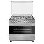 Aragaz gaz  90 cm Prato Inox Studio Casa, 5 zone de gatit, Gaz, Wok, Cuptor gaz,  Rotisor, Timer mecanic, Grill electric, Gratar fonta,  Aprindere electrica, Clasa energetica A, Inox, dubla ventilatie coacere - Studiocasa.ro